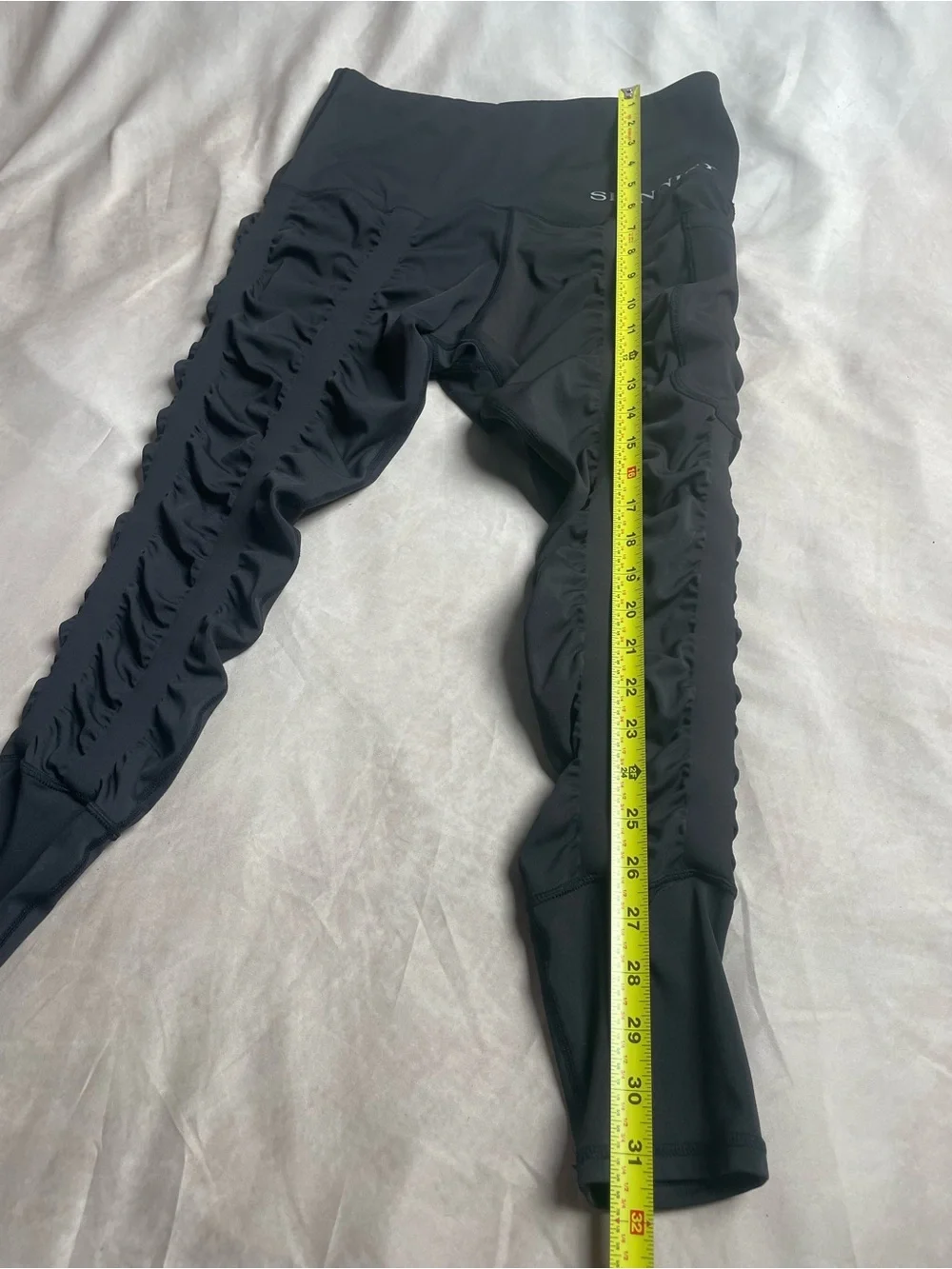 SKINNIFY Black Ruched High-Waist Skinny Pants